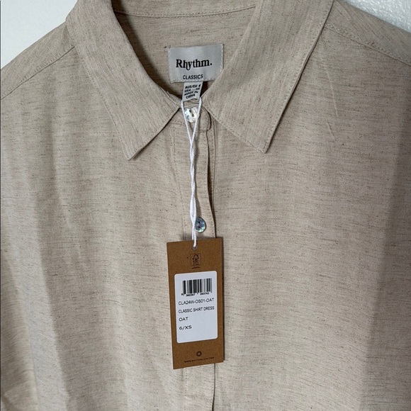 Rhythm Classics Button Down Dress Tunic Oat Natural - Picture 4 of 5